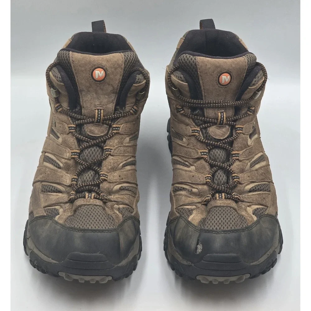 Merrell Earth Men's Moab Brown Leather Waterproof Ankle Hiking Boots Size 14